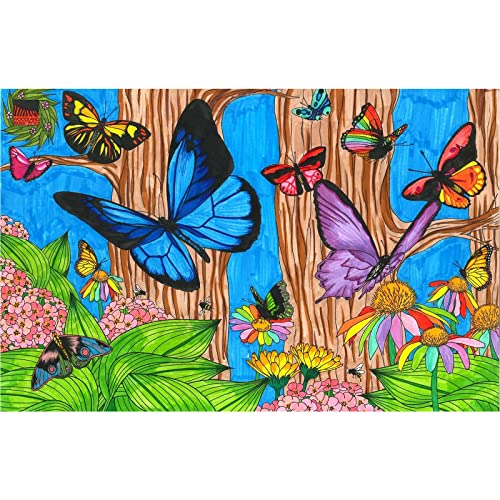 NAIMOER Schmetterling Diamond Painting, 5D Diamant Painting Schmetterling Erwachsene, DIY Garden Diamond Painting Kits Bilder für Erwachsene Blumen Diamant Malerei Set 30x40cm für Wanddekor von NAIMOER