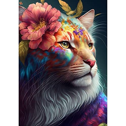 NAIMOER Tiger Diamond Painting, 5D Diamant Painting Tiger und Blumen Bilder Erwachsene, DIY Tiere Diamond Painting Tiger Bilder Diamant Malerei Set 30x40cm für Wanddekoration von NAIMOER