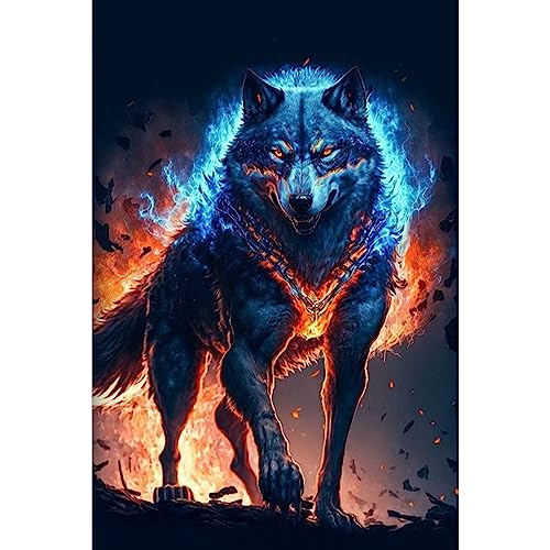 NAIMOER Wolf Diamond Painting Kits für Erwachsene Kinder, 5D Diamant Painting Wolf Bilder Erwachsene, Diamond Painting Tiere Bilder Kinder Malerei Set für Home Dekor 30x40cm von NAIMOER