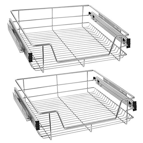 NAIZY 2X 60cm Küchenschublade Teleskopschublade, Vollauszug Regal Korbauszug Schlafzimmerschublade Schrankauszug Schublade Küchenregal - 60cm von NAIZY