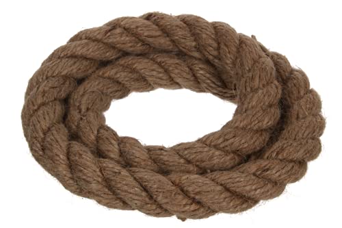 NAJDER Seilwerk 46mm Juteseil Naturfasern Tauwerk Hanf 3 gestrandet Jute Tau dekorativ Seil Absperrseil für Schaukel (46 mm, 1 m) von NAJDER