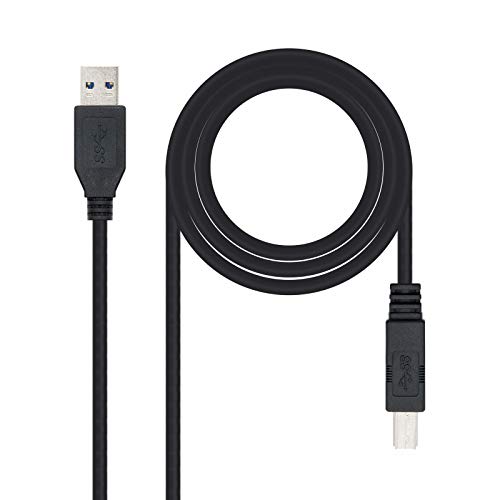 Nanocable 10.01.0802-BK - USB 3.0 Kabel für Drucker, Typ A/M-B/M, männlich-männlich, schwarz, 2.0 mts von NANOCABLE