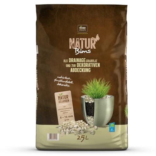 PATZER Natur Bims Granulat Grob 8-16 mm - 25 Liter von NATUR Erde