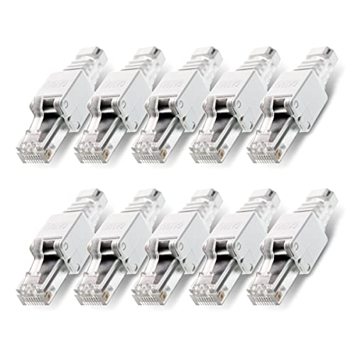 10x Netzwerkstecker werkzeuglos RJ45 CAT6A LAN Kabel bis 7,5 mm Stecker ohne Werkzeug werkzeugfrei CAT7 CAT6 CAT5 Verlegekabel Patchkabel Netzwerkkabel Toolless Modular Plug Connector Crimpstecker von NAUC