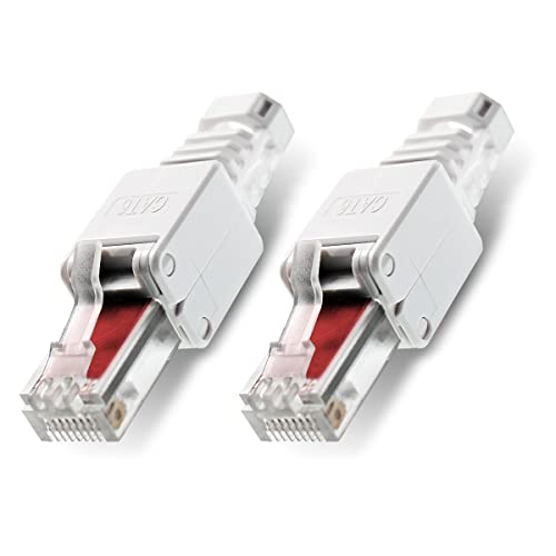 NAUC Netzwerkstecker 2 Stück werkzeuglos RJ45 CAT6 LAN UTP Kabel Stecker ohne Werkzeug werkzeugfrei CAT5 CAT7 Verlegekabel Patchkabel Netzwerkkabel Toolless Modular Plug Connector Crimpstecker von NAUC