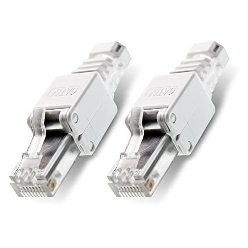 2X Netzwerkstecker werkzeuglos RJ45 CAT6A LAN Kabel bis 7,5 mm Stecker ohne Werkzeug werkzeugfrei CAT7 CAT6 CAT5 Verlegekabel Patchkabel Netzwerkkabel Toolless Modular Plug Connector Crimpstecker von NAUC