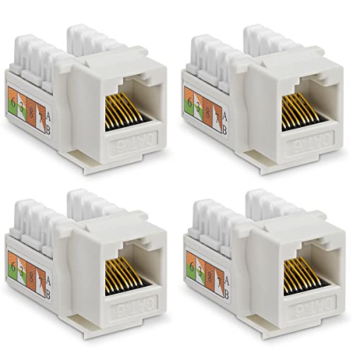 4X CAT6 Keystone RJ45 Modul Buchse 250 MHz werkzeuglos Kupplung Netzwerkkabel Einbaubuchse für Verlegekabel Patchpanel Netzwerkdose von NAUC