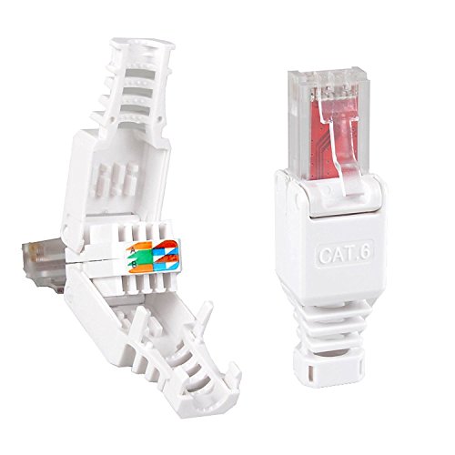 4 Stück Netzwerkstecker werkzeuglos RJ45 CAT6 LAN UTP Kabel Stecker ohne Werkzeug werkzeugfrei CAT5 CAT7 Verlegekabel Patchkabel Netzwerkkabel Toolless Modular Plug Connector Crimpstecker von NAUC