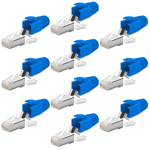 10x Netzwerkstecker Netzwerk DSL Stecker CAT7 CAT6 CAT6A CAT5 RJ45 DSL LAN vergoldete Kontakte Knickschutz von NAmobile