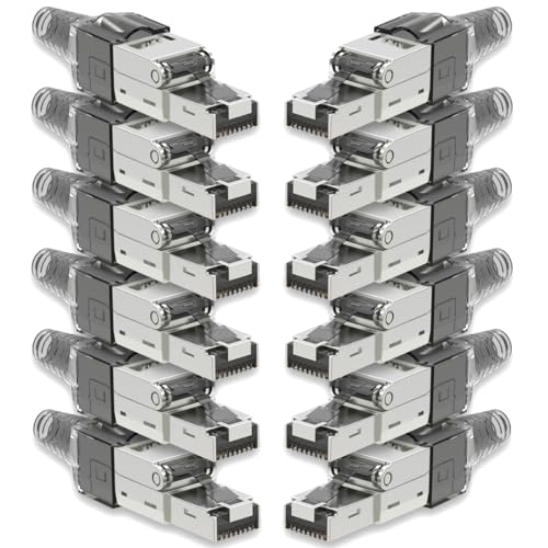 12x Netzwerk Stecker CAT 7 Werkzeuglos RJ45 CAT7 Netzwerkstecker für Verlegekabel LAN Kabel Stecker ohne Werkzeug werkzeugfrei Patchkabel Netzwerkkabel von NAmobile