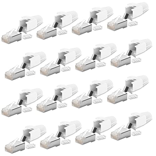 16x Netzwerkstecker Netzwerk DSL Stecker CAT7 CAT6 CAT6A CAT5 RJ45 DSL LAN vergoldete Kontakte Knickschutz Crimpstecker von NAmobile