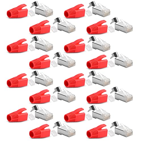 16x Netzwerkstecker Netzwerk DSL Stecker CAT7 CAT6 CAT6A CAT5 RJ45 DSL LAN vergoldete Kontakte Knickschutz von NAmobile