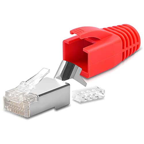 1x Netzwerkstecker Netzwerk DSL Stecker CAT7 CAT6 CAT6A CAT5 RJ45 DSL LAN vergoldete Kontakte Knickschutz Crimpstecker von NAmobile