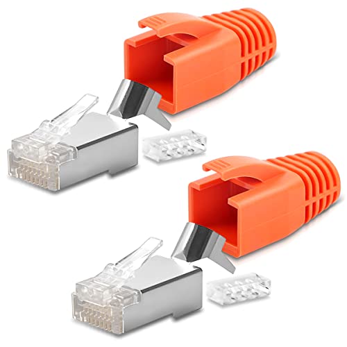 2X Netzwerkstecker Netzwerk DSL Stecker CAT7 CAT6 CAT6A CAT5 RJ45 DSL LAN vergoldete Kontakte Knickschutz von NAmobile