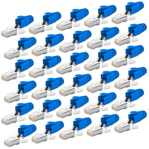 Netzwerkstecker Netzwerk DSL 30x Stecker CAT7 CAT6 CAT6A CAT5 RJ45 DSL LAN vergoldete Kontakte Knickschutz Crimpstecker von NAmobile