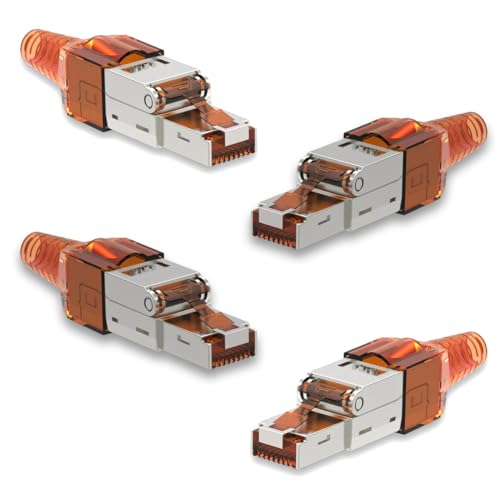 4X Netzwerk Stecker CAT 7 Werkzeuglos RJ45 CAT7 Netzwerkstecker für Verlegekabel LAN Kabel Stecker ohne Werkzeug werkzeugfrei Patchkabel Netzwerkkabel von NAmobile