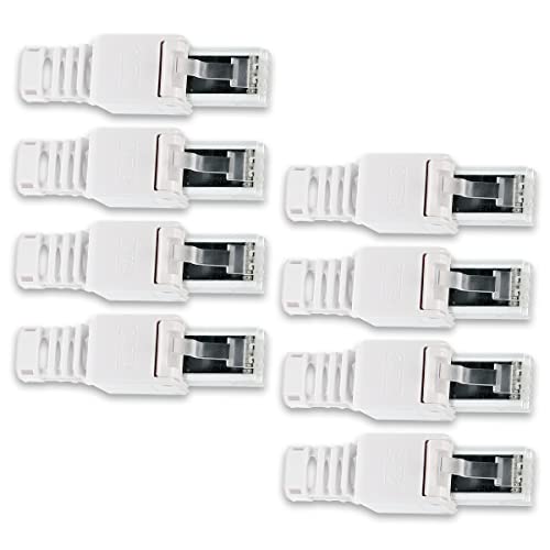 Namobile 8X CAT 6A RJ45 Netzwerkstecker werkzeuglos CAT7 CAT6 CAT5 CAT5e LAN Kabel Netzwerk Stecker ohne Werkzeug werkzeugfrei Crimpstecker für Patchkabel Netzwerkkabel Verlegekabel von Namobile