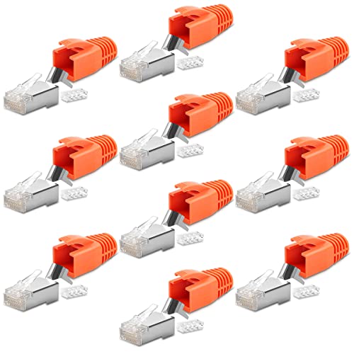 Netzwerkstecker Netzwerk DSL 10x Stecker CAT7 CAT6 CAT6A CAT5 RJ45 DSL LAN vergoldete Kontakte Knickschutz Crimpstecker von NAmobile