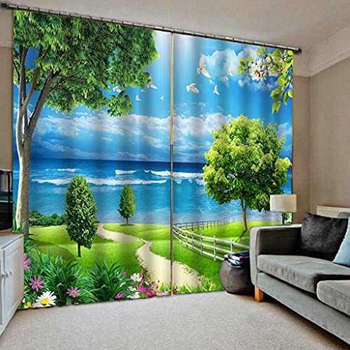 NBVGHJ Modern Personalisieren 3D Foto Vorhang Natur Landschaft Für Schlafzimmer Wohnzimmer Blue Sky White Clouds Blackout Fenster Vorhänge Dekor (B) 500 × (H) 300 cm von NBVGHJ