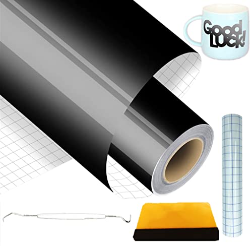 NCRGB Selbstklebendes Vinylfolie Plotter 30cm x 400cm (Glänzend schwarz) von NCRGB