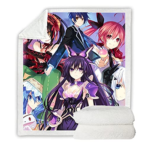 NECEHY Kuscheldecke Anime Manga Date A Live Kurumi Tokisaki Decke Decke Für Betten Sofabezug Sherpa Decke,Q,130-150CM von NECEHY