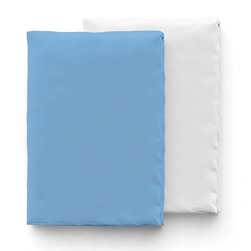 NeCos Spannbettlaken aus 100% Baumwolle - Nachhaltiges Bettlaken fürs Babybett, atmungsaktiv & kuschlig weich - Spannbetttuch für Baby-Matratze mit 60x120, 2er Set (Weiß & Hellblau, 60 x 120 cm) … von NECO'S home