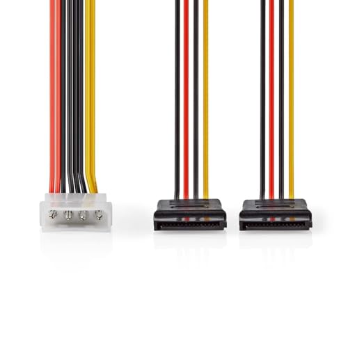 Nedis Interne Stromkabel - Molex Stecker - 2X SATA 15-Pin-Buchse - Vergoldet - 0.15 m - Rund - PVC - Mehrfarbig - Box von NEDIS