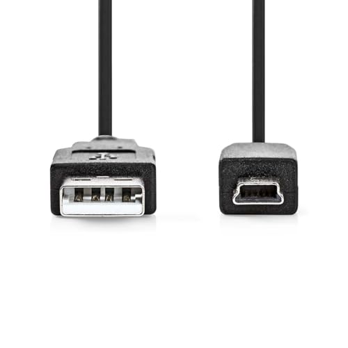 Nedis USB-Kabel - USB 2.0 - USB-A Stecker - USB Mini-B 5 pin Stecker - 480 Mbps - Vernickelt - 2.00 m - Rund - PVC - Schwarz - Label von NEDIS