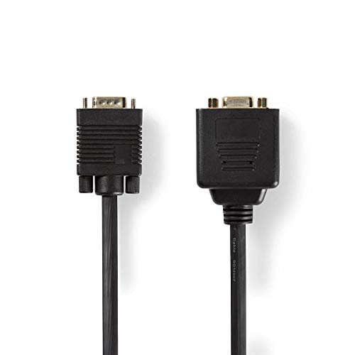 VGA-Kabel - VGA Stecker - 2X VGA Buchse - Vergoldet - Maximale Auflösung: 1280x768-0.20 m - Rund - ABS - Schwarz - Plastikbeutel von NEDIS