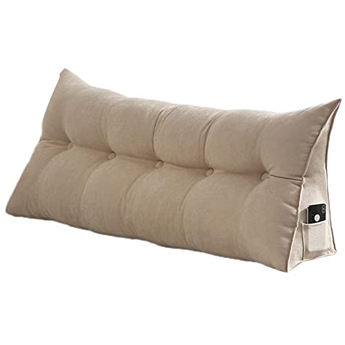 NENIUX Dreieckiges Kissen, extra Lesekissen, Kopfteil, Nachttisch-Rückenkissen, Rückenstütze, Bett-Rückenlehenkissen für Doppelbett, abnehmbarer Bezug, Beige, 100 x 50 x 20 cm von NENIUX