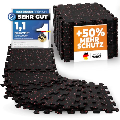 NEOLYMP Bodenschutzmatte Fitness 1 x 8 Matten, extra dicker und robuster Naturkautschuk - Puzzlematte Fitness, Gymnastikmatte, Sportmatte, Fitnessmatte von NEOLYMP