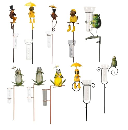 NETPROSHOP Regenmesser Rabe oder Frosch am Stab H: ca. 120 cm aus Metall u. Glas, Auswahl:Rabe Klein von NETPROSHOP