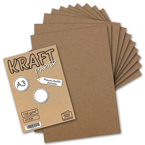 100 Blatt I Vintage Kraftpapier DIN A3 125 g/m² natur-braunes Recycling-Papier, 100% ökologisch Brief-Bogen I UmWelt by GUSTAV NEUSER® von FarbenFroh by GUSTAV NEUSER