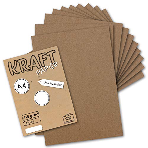 100x Vintage Kraftpapier DIN A4 410gr Natur-braunes Recycling-Papier Bastel-Karton Künstler-Karton Künstler-Pappe - Umwelt by Gustav NEUSER von FarbenFroh by GUSTAV NEUSER