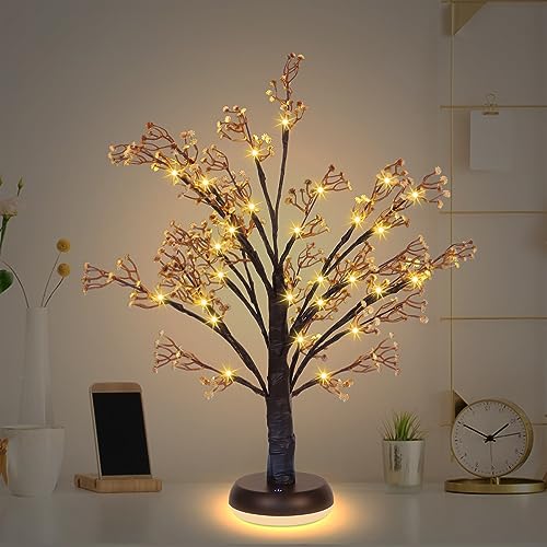 NEWNEN LED Baumlichter, Baum Lampe mit Verstellbaren Ästen, lichterbaum mit 24 Warmweißen LEDs, Dekobaum Baumbeleuchtung USB Betrieben für Zuhause Party Weihnachten Innendekoration von NEWNEN