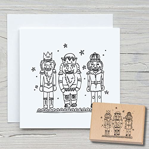 NEWSTAMPS Stempel 3 Nussknacker Motivstempel groß aus Holz & Gummi zum Karten basteln, Holzstempel, Weihnachten, Weihnachtskarte, Advent, Scrapbook, Textilstempel, Deko, Kinder von NEWSTAMPS DIE STEMPELMACHER