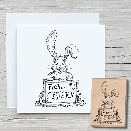 NEWSTAMPS Stempel Cäsar Motivstempel groß aus Holz & Gummi zum Karten basteln, Holzstempel, Ostern, Osterkarte, Osterhase, Scrapbook, Textilstempel, Deko, Kinder von NEWSTAMPS DIE STEMPELMACHER