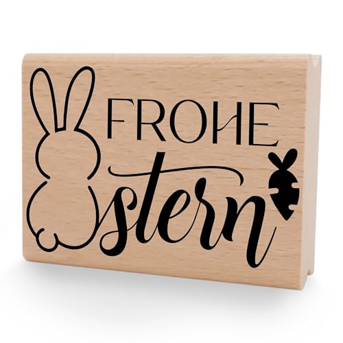 NEWSTAMPS Stempel Frohe Ostern 05 Motivstempel groß aus Holz & Gummi zum Karten und Geschenke basteln, Holzstempel für Osterkarte, Grußkarte, Scrapbook, Textilstempel, Deko, Kinder von NEWSTAMPS DIE STEMPELMACHER