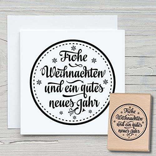 NEWSTAMPS Stempel Frohe Weihnachten Label Motivstempel groß aus Holz & Gummi zum Karten basteln, Holzstempel, Weihnachtskarte, Advent, Schrift, Scrapbook, Textilstempel, Deko, Kinder von NEWSTAMPS DIE STEMPELMACHER