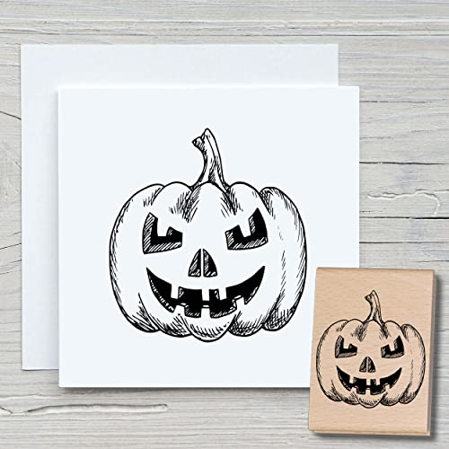 NEWSTAMPS Stempel Kürbis 01 Motivstempel groß aus Holz & Gummi zum Karten basteln, Holzstempel, Happy Halloween, Scrapbook, Textilstempel, Deko, Kinder von NEWSTAMPS DIE STEMPELMACHER