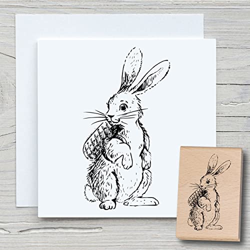 NEWSTAMPS Stempel Lotti Motivstempel groß aus Holz & Gummi zum Karten und Geschenke basteln, Holzstempel für Ostern, Osterkarte, Osterhase, Scrapbook, Textilstempel, Deko, Kinder von NEWSTAMPS DIE STEMPELMACHER