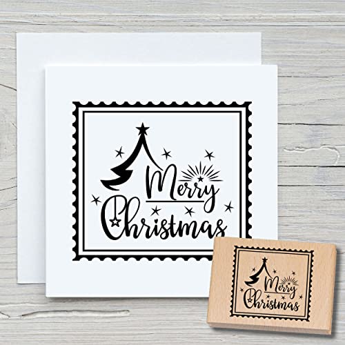 NEWSTAMPS Stempel Merry Christmas 04 Motivstempel aus Holz & Gummi zum Karten basteln, Holzstempel, Weihnachten, Weihnachtskarte, Advent, Scrapbook, Textilstempel, Deko, Kinder von NEWSTAMPS DIE STEMPELMACHER