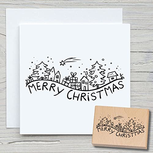 NEWSTAMPS Stempel Merry Christmas 07 Motivstempel groß aus Holz & Gummi zum Karten und Geschenke basteln, Holzstempel für Weihnachten, Weihnachtskarte, Advent, Scrapbook, Textilstempel, Deko, Kinder von NEWSTAMPS DIE STEMPELMACHER