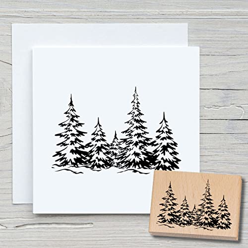 NEWSTAMPS Stempel Tannenwald Motivstempel groß aus Holz & Gummi zum Karten basteln, Holzstempel, Weihnachten, Weihnachtskarte, Tannenbaum, Scrapbook, Textilstempel, Deko, Kinder von NEWSTAMPS DIE STEMPELMACHER