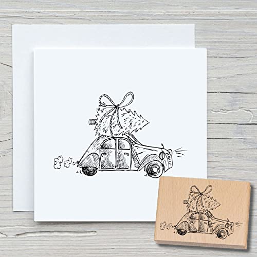 NEWSTAMPS Stempel Weihnachtsente Motivstempel groß aus Holz & Gummi zum Karten basteln, Holzstempel, Weihnachten, Weihnachtskarte, Advent, Scrapbook, Textilstempel, Deko, Kinder von NEWSTAMPS DIE STEMPELMACHER