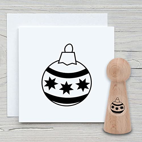 NEWSTAMPS Stempel Weihnachtskugel Mini Motivstempel aus Holz & Gummi zum Karten und Geschenke basteln, Holzstempel für Weihnachten, Tanne, Scrapbook, Textilstempel, Deko, Kinder von NEWSTAMPS DIE STEMPELMACHER