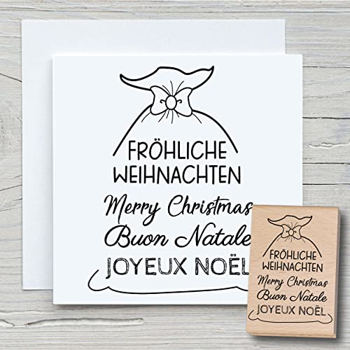 NEWSTAMPS Stempel Weihnachtssäckchen Motivstempel aus Holz & Gummi zum Karten und Geschenke basteln, Holzstempel für Weihnachten, Weihnachtskarte, Advent, Scrapbook, Textilstempel, Deko, Kinder von NEWSTAMPS DIE STEMPELMACHER