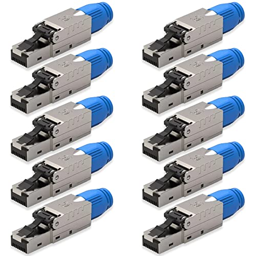 NEXMEX Netzwerkstecker 10x Cat 8 werkzeuglos Geschirmt 40Gbit/s RJ45 LAN UTP 2000MHz Kabel Stecker CAT8 ohne Werkzeug Crimpstecker CAT8.1 werkzeugfrei für Verlegekabel DSL Patchkabel Netzwerkkabel von NEXMEX