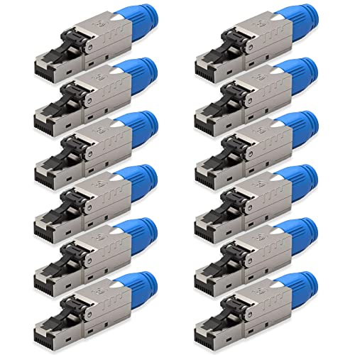 NEXMEX Netzwerkstecker 12x Cat 8 werkzeuglos Geschirmt 40Gbit/s RJ45 LAN UTP 2000MHz Kabel Stecker CAT8 ohne Werkzeug Crimpstecker CAT8.1 werkzeugfrei für Verlegekabel DSL Patchkabel Netzwerkkabel von NEXMEX