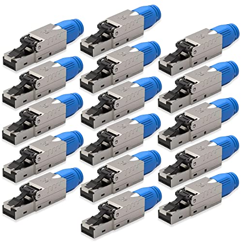 NEXMEX Netzwerkstecker 16x Cat 8 werkzeuglos Geschirmt 40Gbit/s RJ45 LAN UTP 2000MHz Kabel Stecker CAT8 ohne Werkzeug Crimpstecker CAT8.1 werkzeugfrei für Verlegekabel DSL Patchkabel Netzwerkkabel von NEXMEX